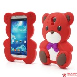 Силиконовый чехол Медвеженок 3D для Samsung I9500 Galaxy S 4 (красный)